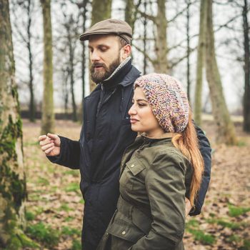 couple in love at the park winter