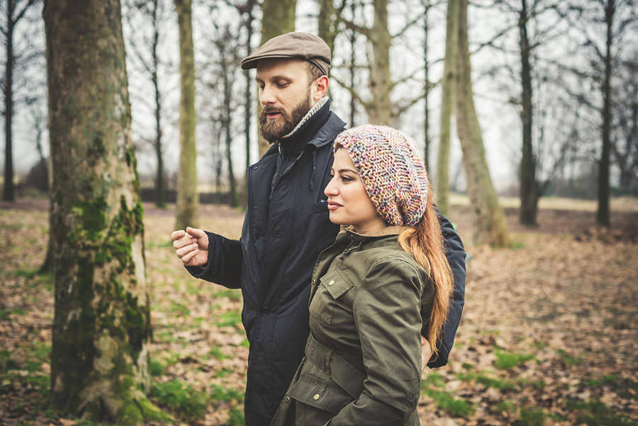 couple in love at the park winter