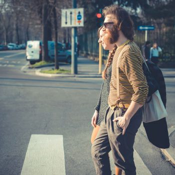 young modern stylish couple urban city outdoors