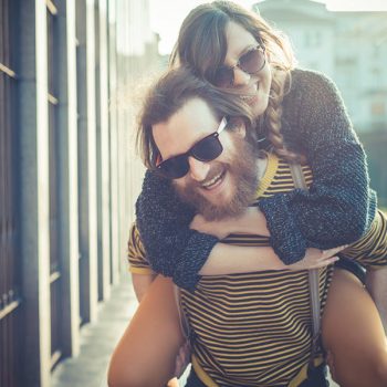 young modern stylish couple urban city outdoors